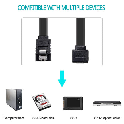 SATA Cable III, 3 Pack SATA Cable III 6Gbps 90 Degree Right Angle with Locking Latch 18 Inch for SATA HDD, SSD, CD Driver, CD Writer - Black